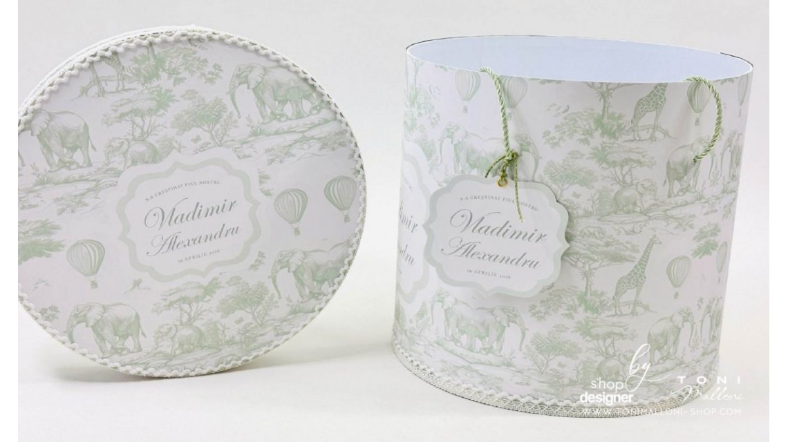 Trusou botez Green Safari personalizat băiat – tematică jungle elegantă verde 11